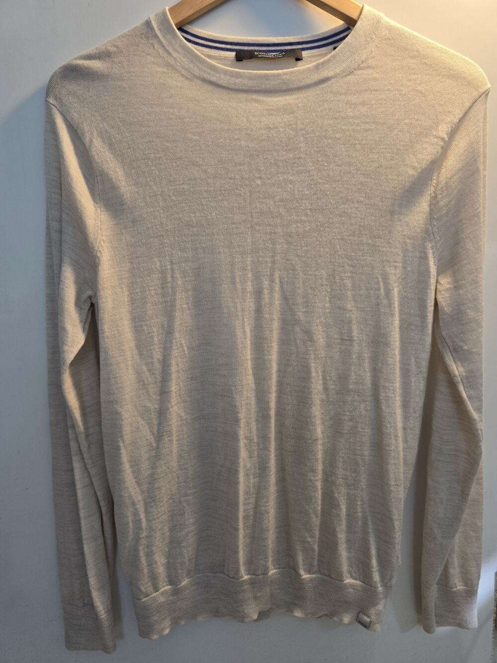 Scotch & Soda Amsterdam 100% Merino Wool Beige Sweater Lightweight Pullover Med